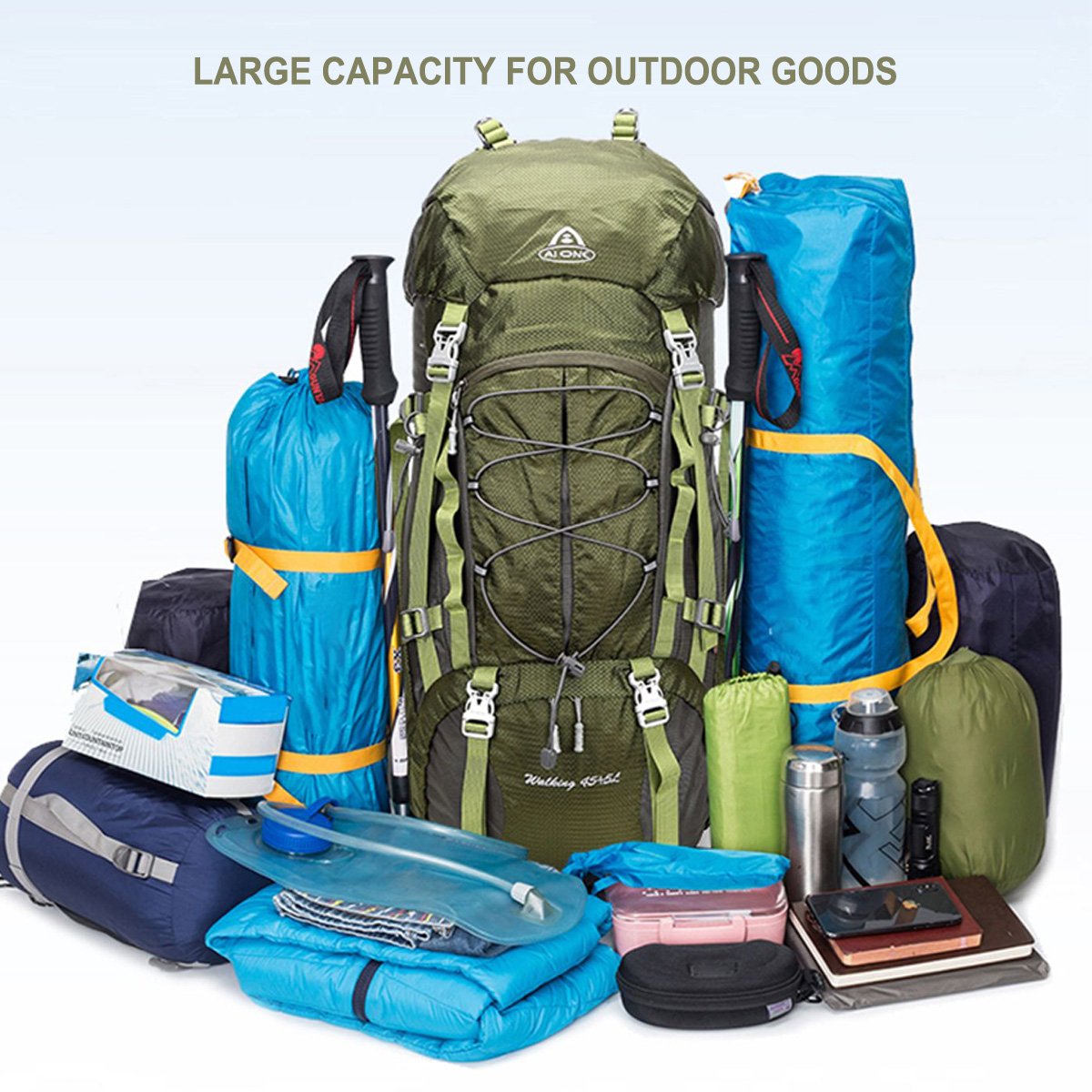high quality 50l large capacity hiking backpack outdoor sport rucksack travel mountaineering brand camping backpack