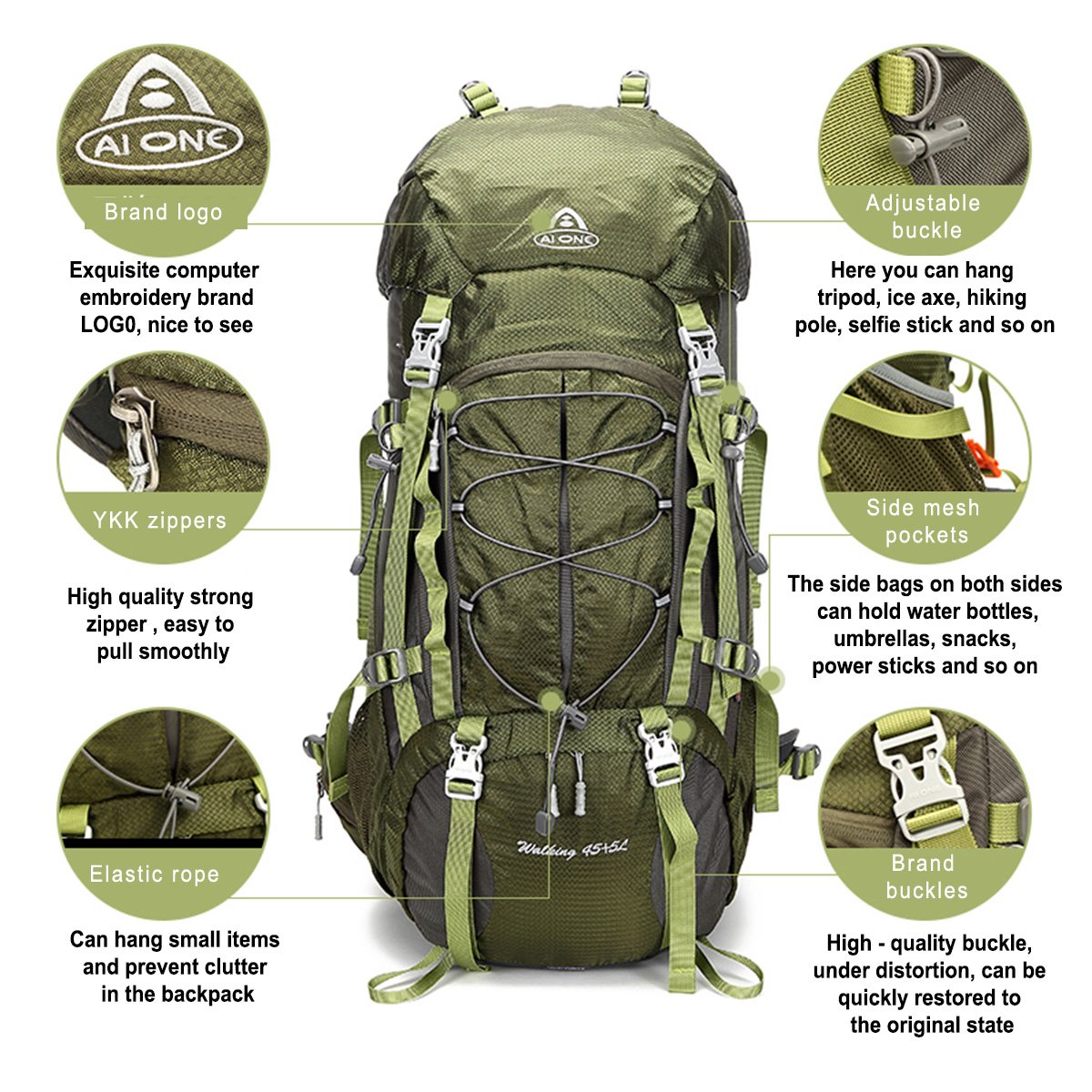 high quality 50l large capacity hiking backpack outdoor sport rucksack travel mountaineering brand camping backpack