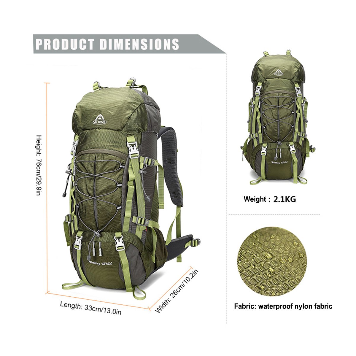 high quality 50l large capacity hiking backpack outdoor sport rucksack travel mountaineering brand camping backpack