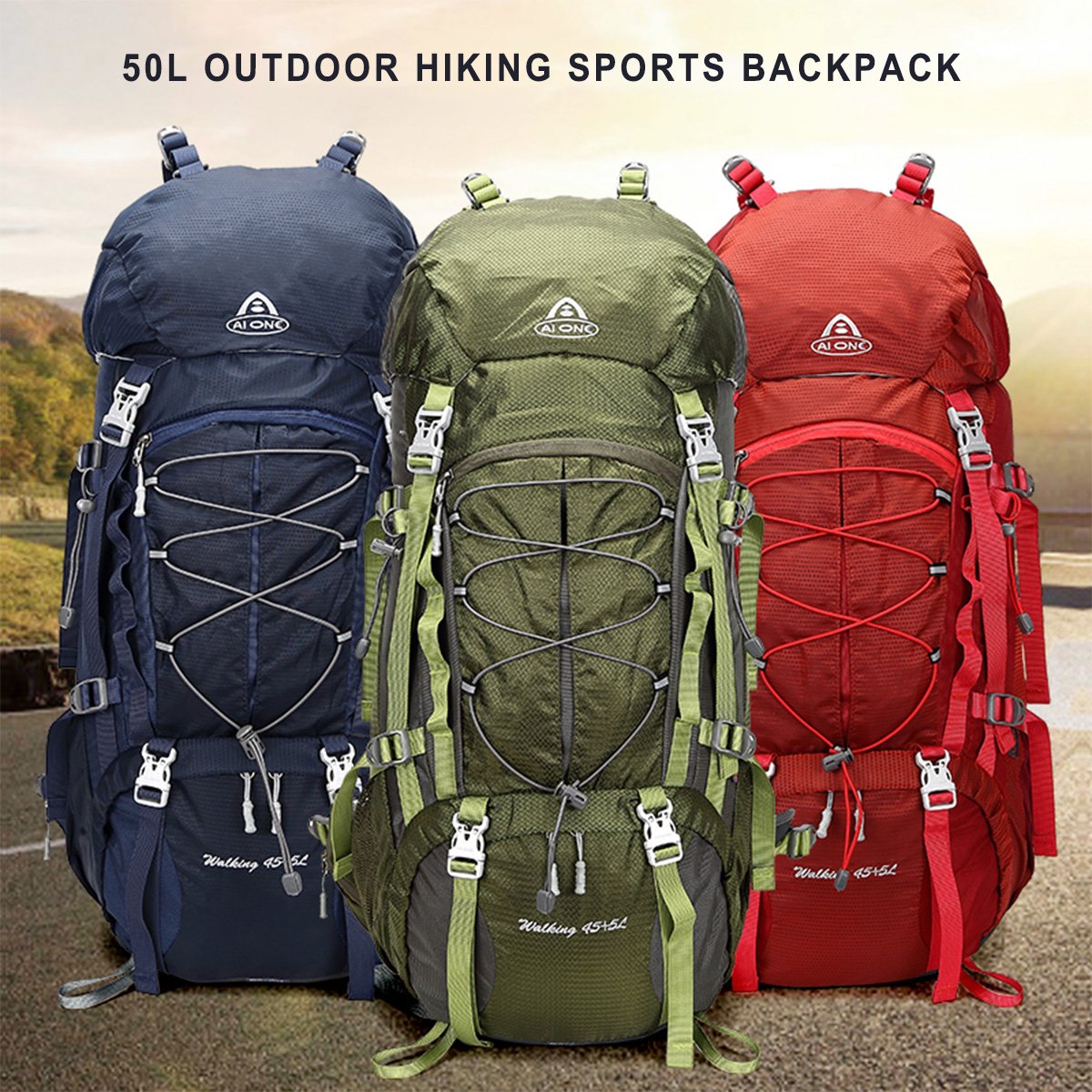 high quality 50l large capacity hiking backpack outdoor sport rucksack travel mountaineering brand camping backpack