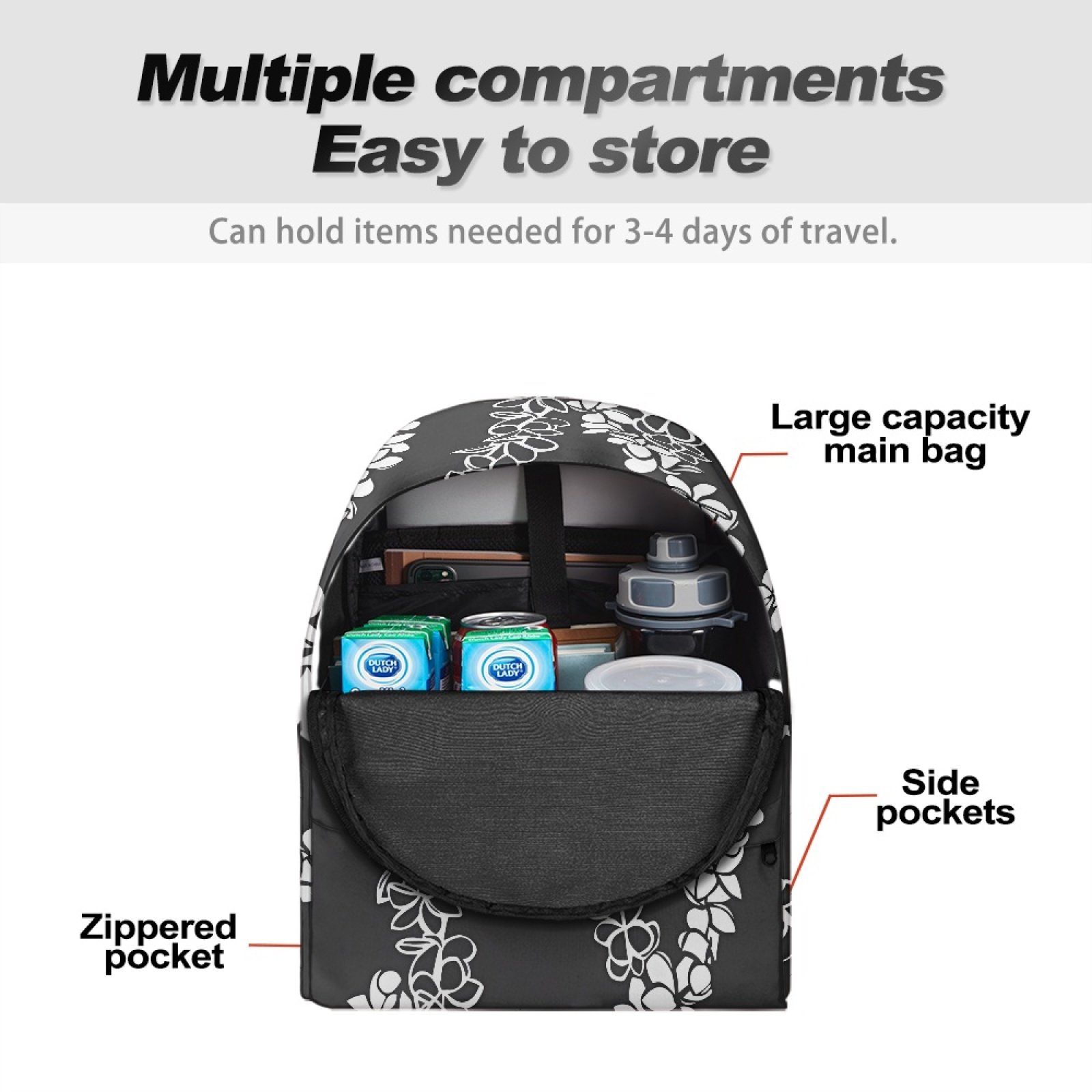Large Capacity Durable Waterproof Black Hawaii Custom Print Ohia Lehua Desgin Laptop Travel Bag School Backpacks for Girls Boys