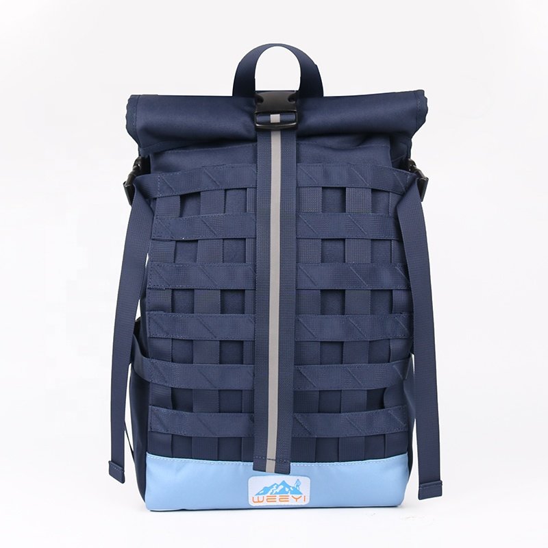 CHANGRONG Custom recycled polyester Roll top laptop backpack for school