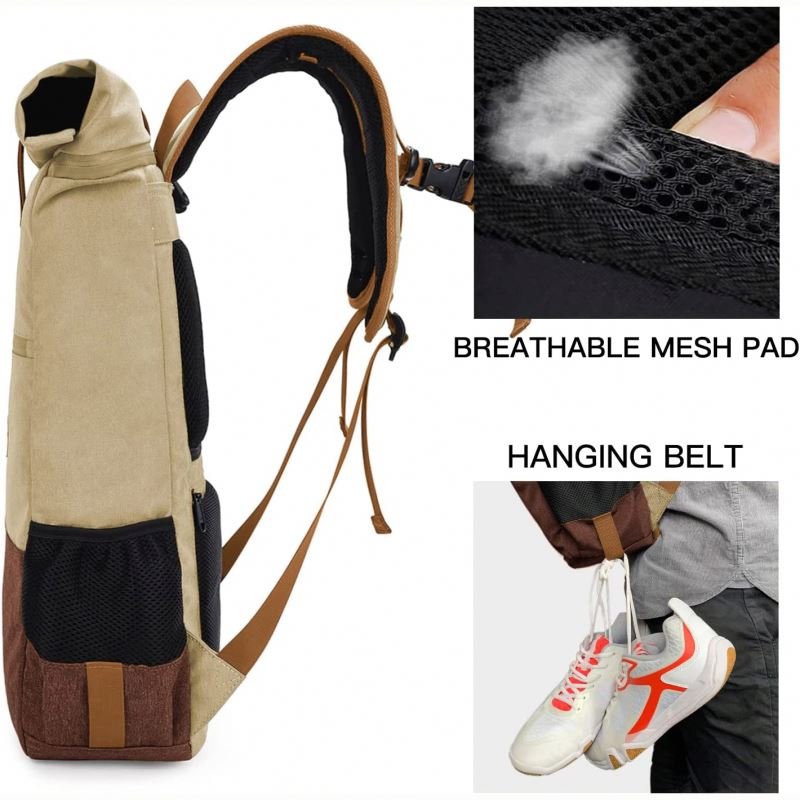 Women's Roll-top Casual Day Pack Backpack Waterproof Laptop Backpack with USB Charging Port & Anti-theft Pocket