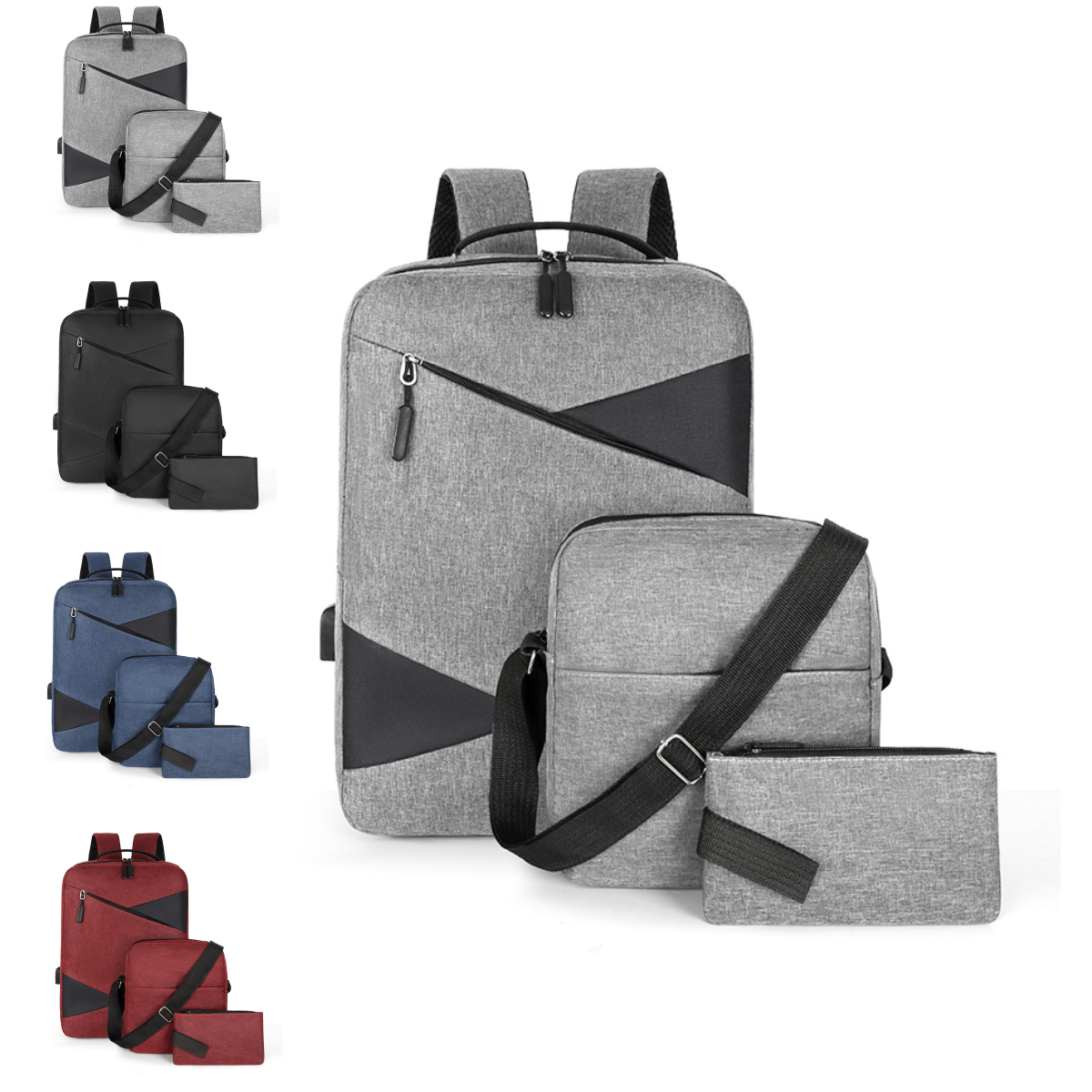 Customized logo 3 pcs business laptop backpack for male waterproof Computer travel 3 in 1 sets laptop computer backpack bag