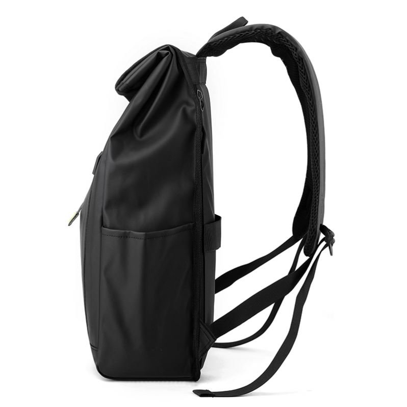 Custom Men's roll top Laptop Backpack Travel Waterproof leather College Bag rolling Daypack casual sports school Backpack