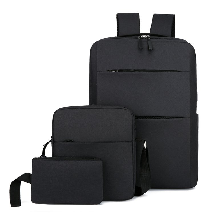 3 Set factory sale men's waterproof backpack softback school bag usb charging nylon business lightweight laptop back pack