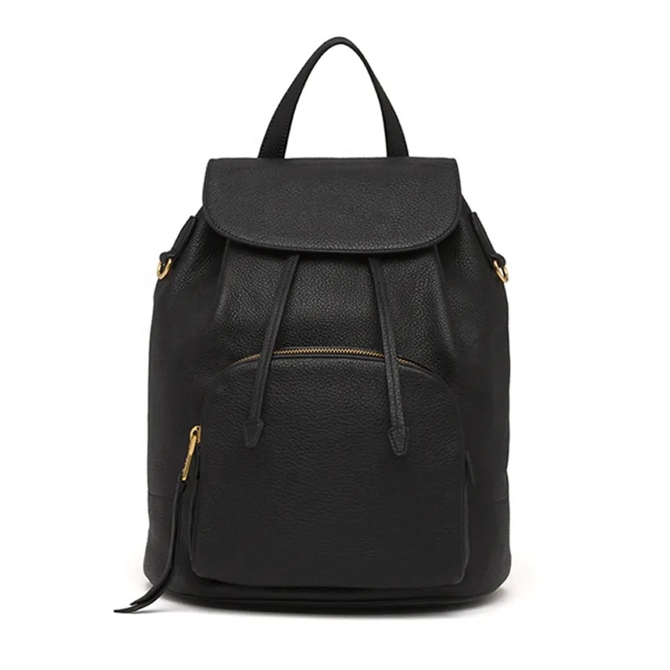 Custom Logo Vegan Leather Shoulder Rucksack Carry-On Travel Backpack Travel Laptop Pebble Leather Backpack for Women