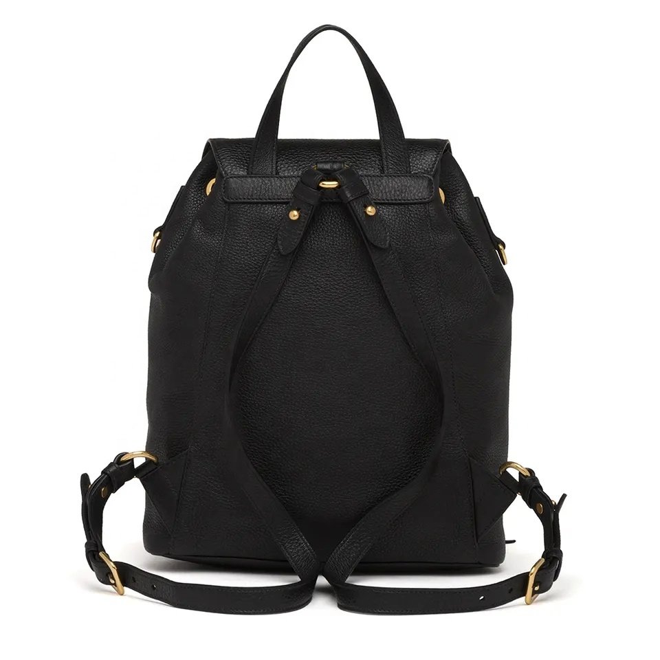 Custom Logo Vegan Leather Shoulder Rucksack Carry-On Travel Backpack Travel Laptop Pebble Leather Backpack for Women