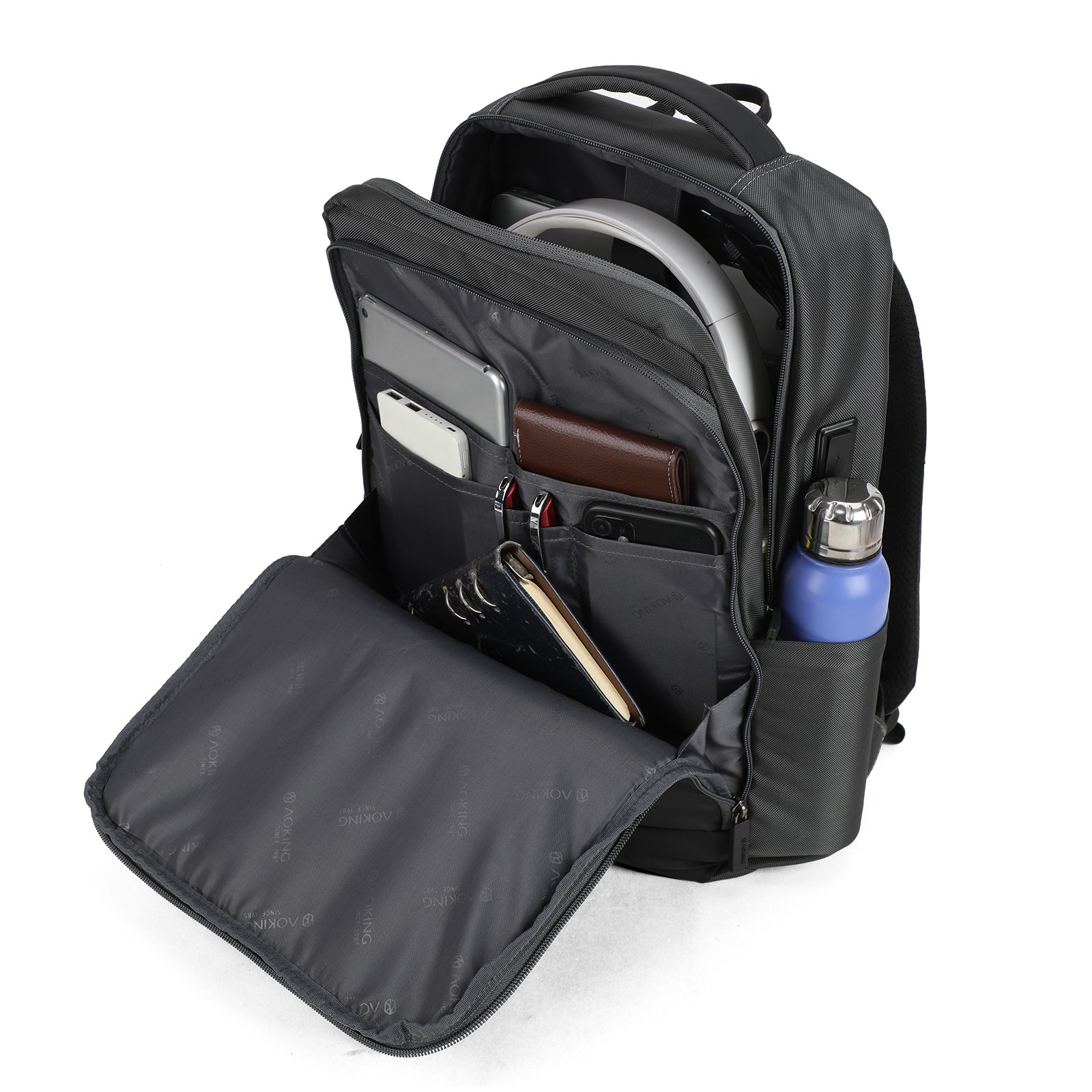 Travel Waterproof Gray Oxford School Bag Cheap Student Laptop Backpack Wholesale Logo Custom Durable Business Polyester Fashion