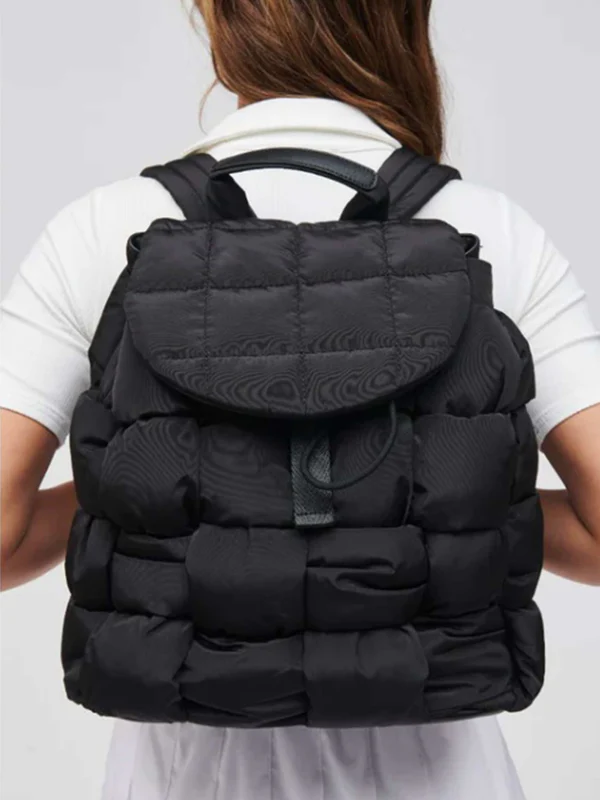 Customized Lightweight Quilted Backpack Waterproof Feature Unisex Fashion Style Puffer Nylon Backpack