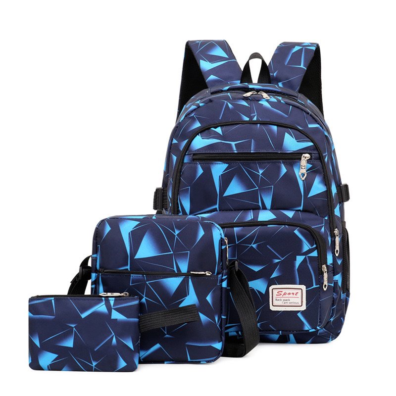 Low price fashion boys kids school bags 3 pcs set large capacity backpack crossbody bag set for men students laptop backpack