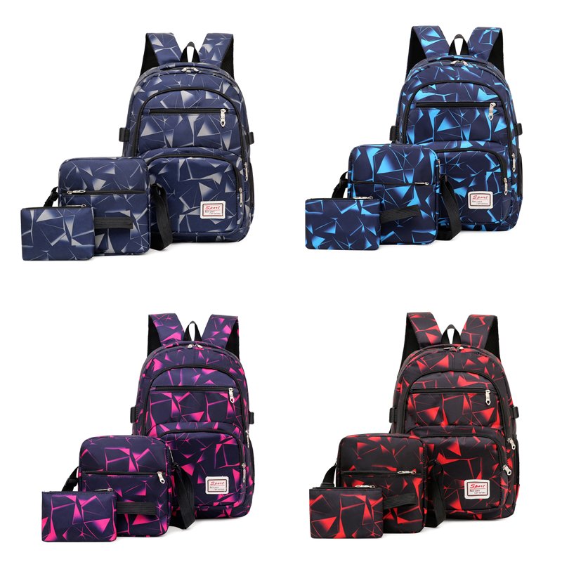 Low price fashion boys kids school bags 3 pcs set large capacity backpack crossbody bag set for men students laptop backpack