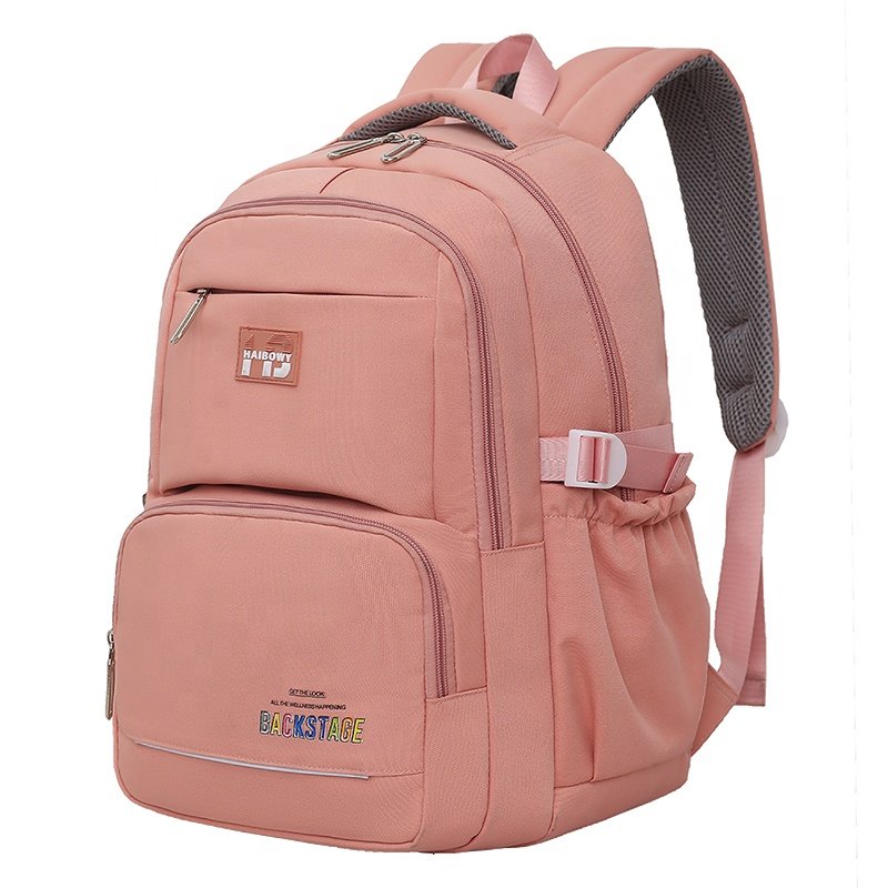 HAIBOWY Customizable Logo Student Backpack Unisex Hot Sale Green Laptop Backpack Combination Lock Washable Polyester Cotton