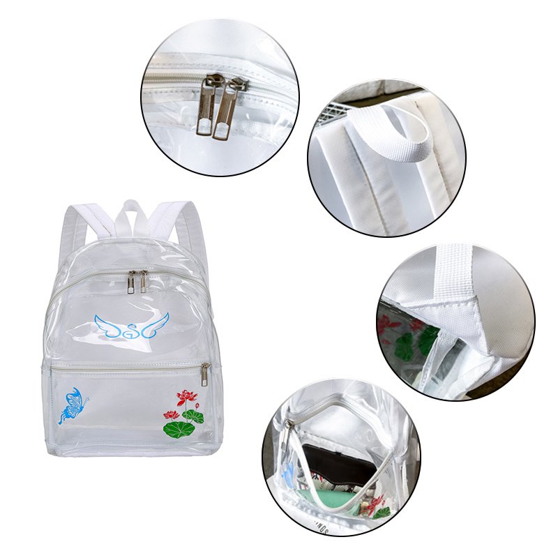 Waterproof Stylish School Working 600D polyester Teenage Holographic Transparent Clear pvc backpack bag