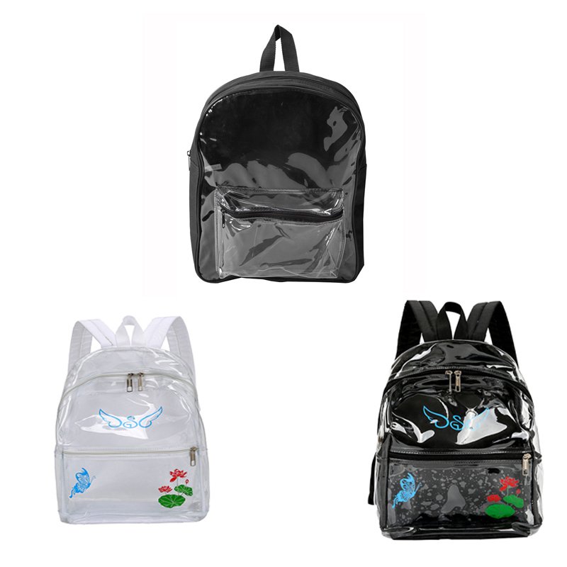 Waterproof Stylish School Working 600D polyester Teenage Holographic Transparent Clear pvc backpack bag