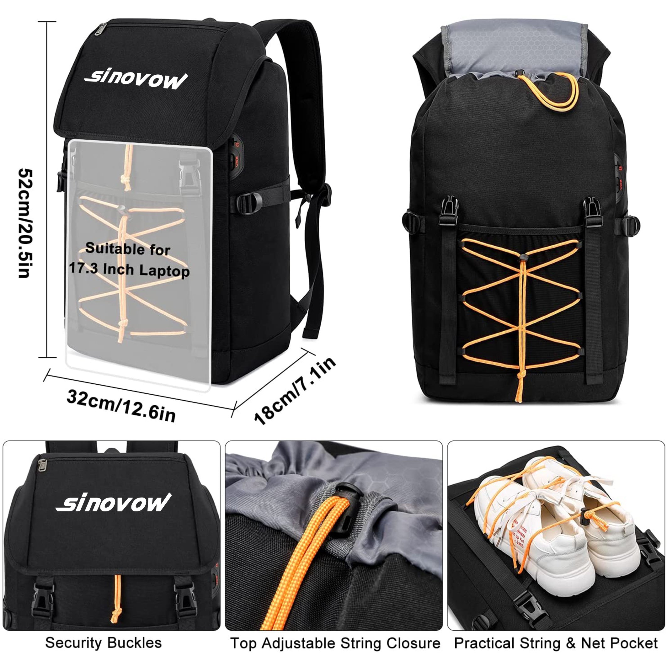 Travel Laptop Backpack Large Sturdy Aesthetic School Backpack with USB Charging Port Work Computer Backpack