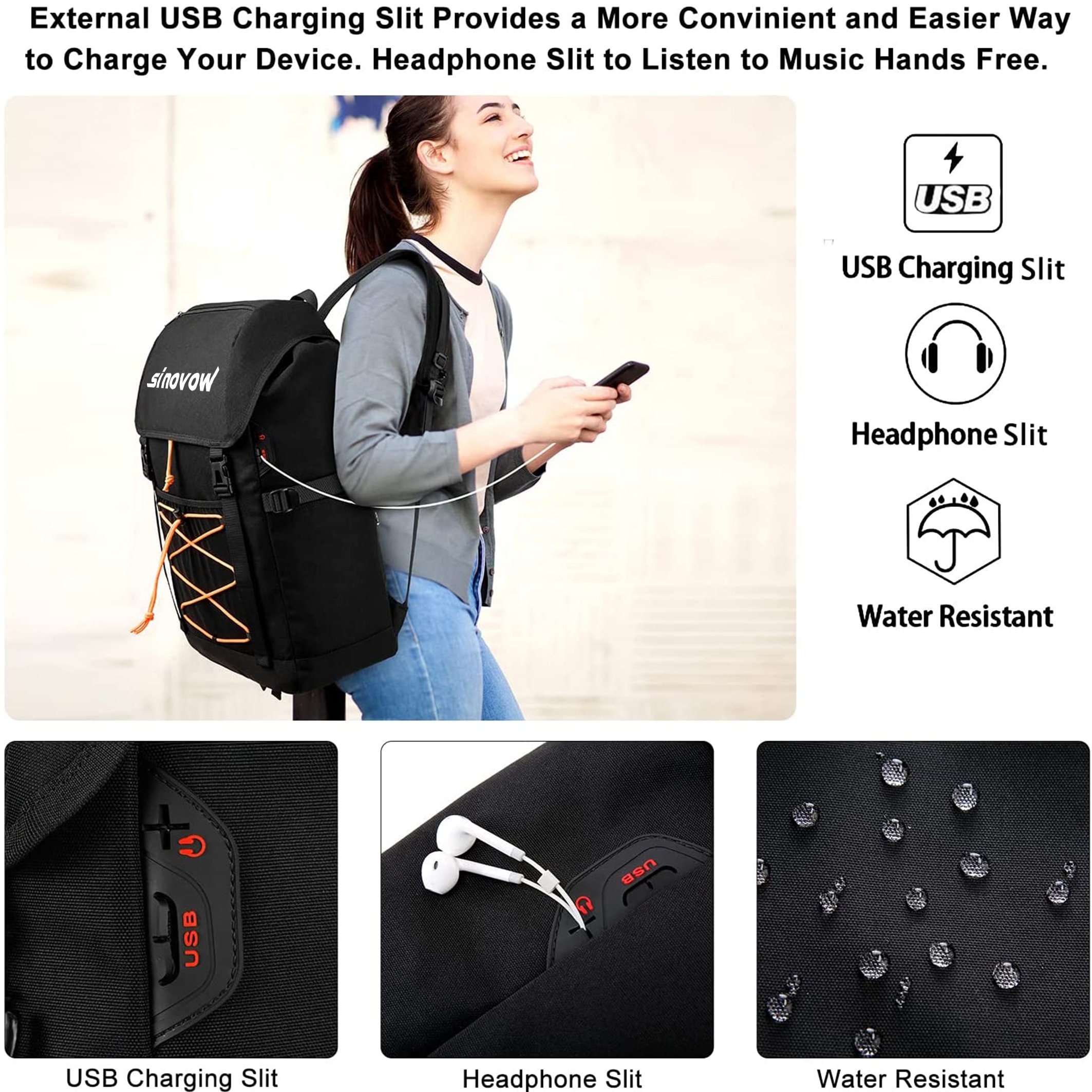 Travel Laptop Backpack Large Sturdy Aesthetic School Backpack with USB Charging Port Work Computer Backpack