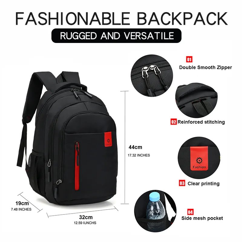 Custom Logo Hiking Back Pack Leisure Polyester College School Waterproof Laptop Backpack With USB Charger