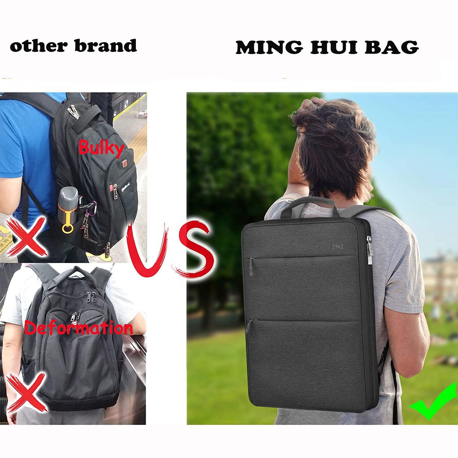 Slim and Expandable Laptop Backpack 16 Inch with USB Connector Business Bag Unisex Black Backpack Men Slim Backpack Notebook Bag