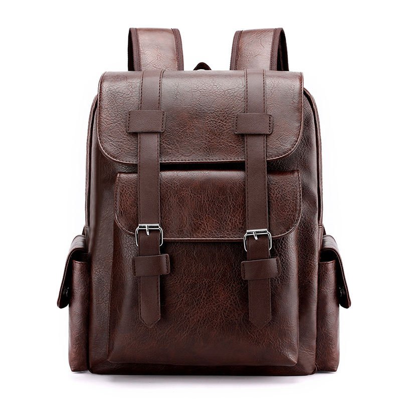 ALL PASS New vintage travel large capacity waterproof leisure school backpack for men women pu leather laptop backpack