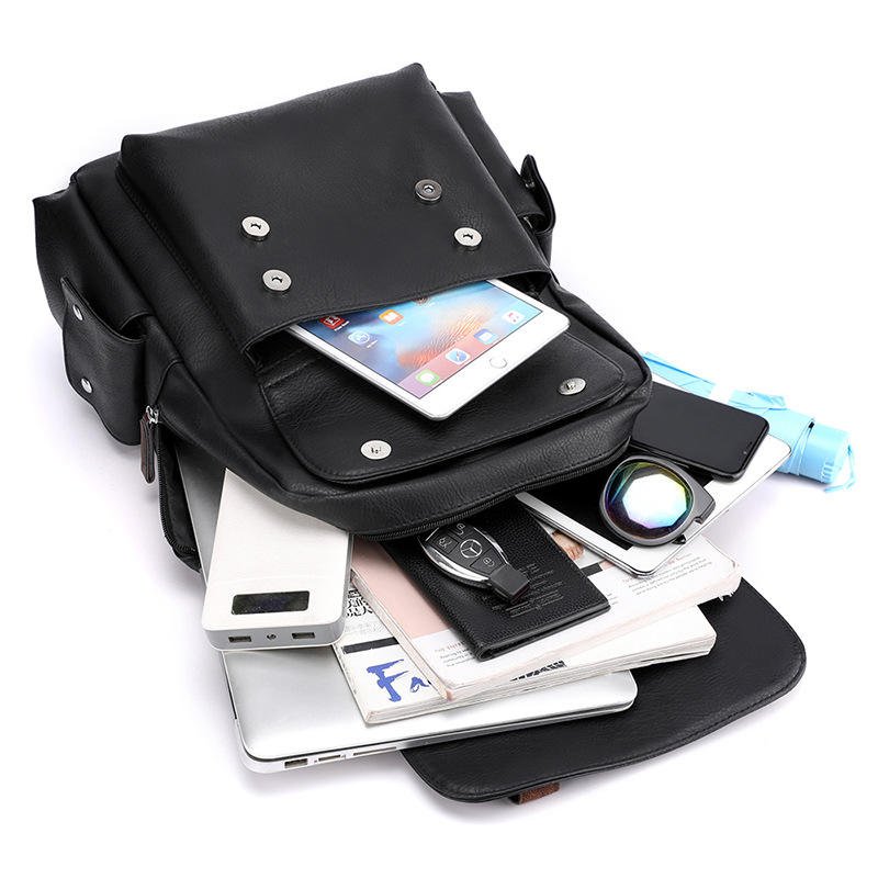 ALL PASS New vintage travel large capacity waterproof leisure school backpack for men women pu leather laptop backpack