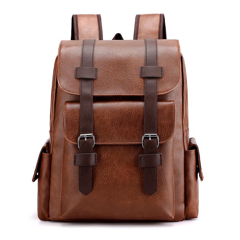 ALL PASS New vintage travel large capacity waterproof leisure school backpack for men women pu leather laptop backpack