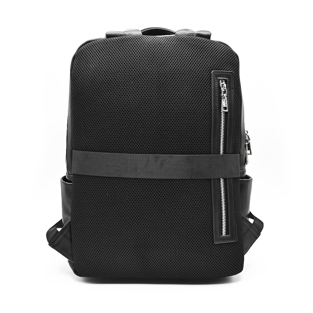 custom high end black men's genuine real cow leather business travel laptop backpack for work