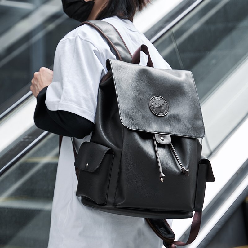 New Fashion Wholesale Waterproof Backpack Black Business School Men Designer Leather Backpacks