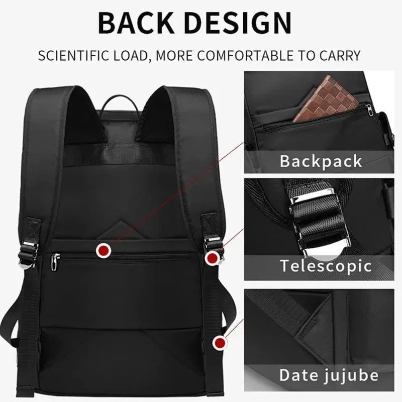 Quality 17 Inch Laptop Backpack for Men Slim Waterproof Travel Rucksack with USB Charging Port Anti-Theft Large Work Laptop Bag