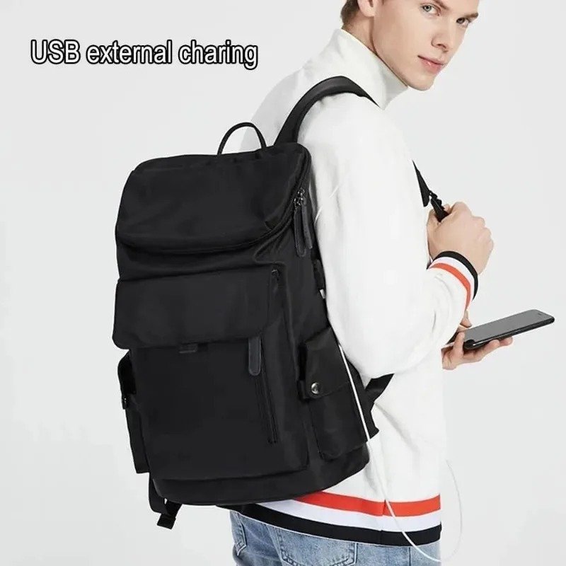 Quality 17 Inch Laptop Backpack for Men Slim Waterproof Travel Rucksack with USB Charging Port Anti-Theft Large Work Laptop Bag
