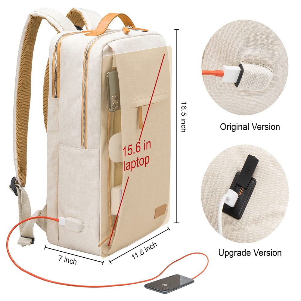 15.6 Inches Travel Backpack Waterproof Oxford School Bag with USB Charging Student Laptop Backpack