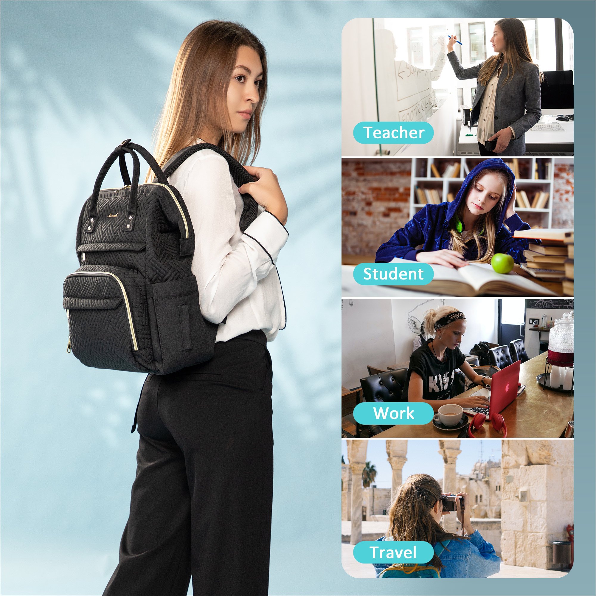LOVEVOOK 15.6 In Professional Travel Plait Backpack Purse Computer Bag Waterproof Work Bags Carry on Laptop Backpack with USB