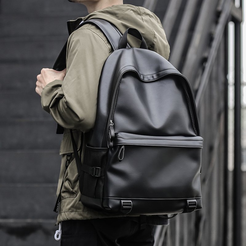 MOYYI Leather Bags For Men School Bag PU Leather Rucksack Business 15.6 inch Laptop Backpack