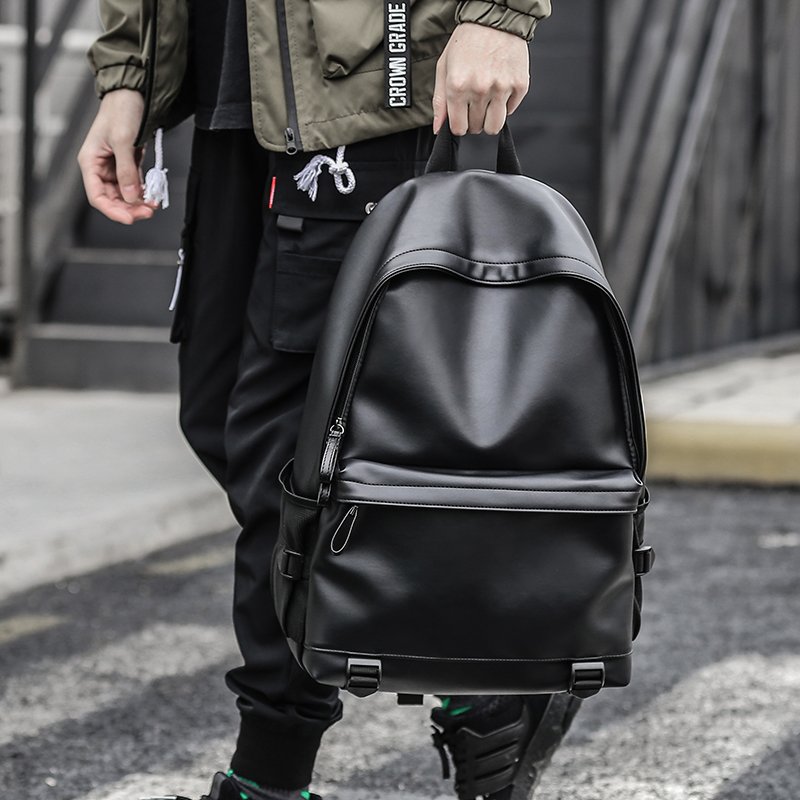 MOYYI Leather Bags For Men School Bag PU Leather Rucksack Business 15.6 inch Laptop Backpack