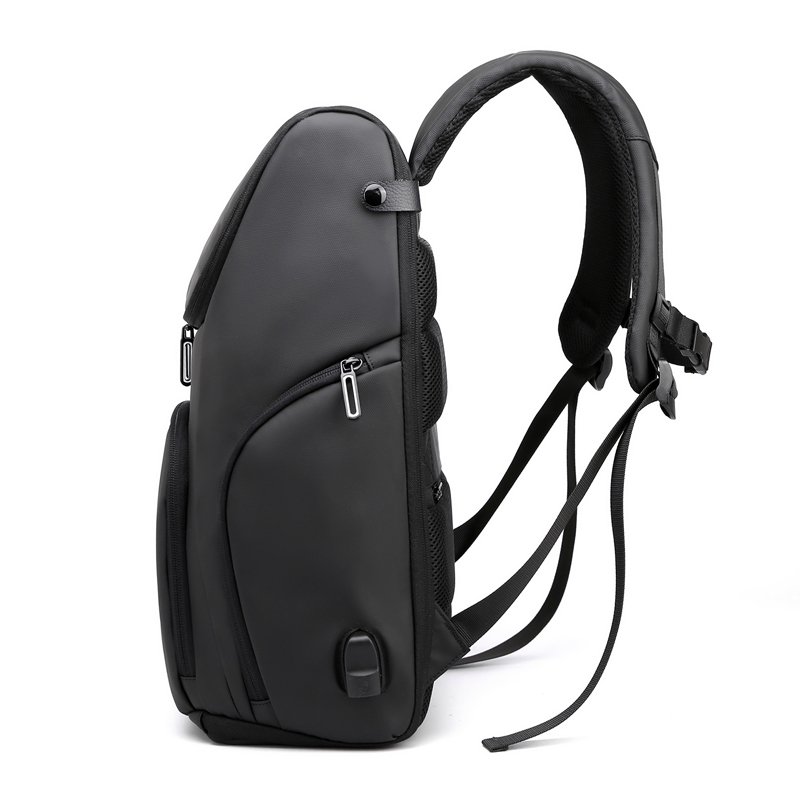 2023 New design custom logo travel waterproof Leather 15.6 inch men USB laptop backpack bag for student