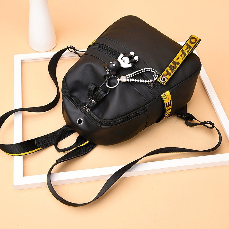 Fashion ladies black leather backpacks for women