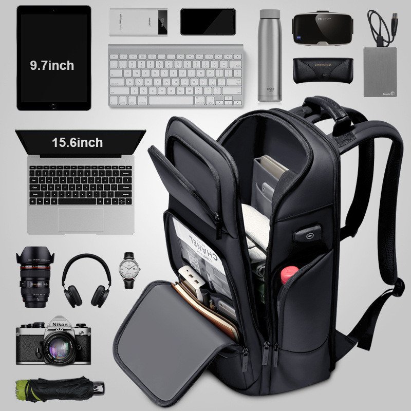 Fashion Men's Business Extended Backpack Travel USB Charging Anti Theft Smart Waterproof 17.3 inch Custom Laptop Bag
