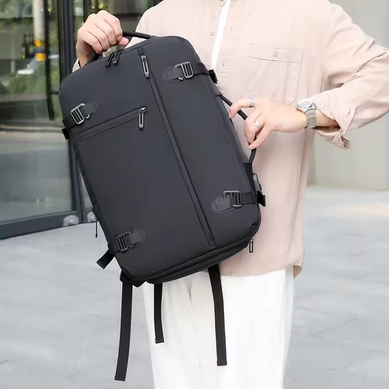 Outdoor Style Large Capacity Luxury Men Black Backpack Waterproof Bag Travel Backpack with Shoes Compartment Laptop Backpack