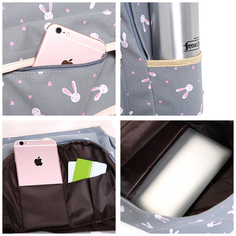 Factory direct sale eco-friendly smell free custom OEM colorful canvas girl lady school laptop 3 pcs in 1 backpack set