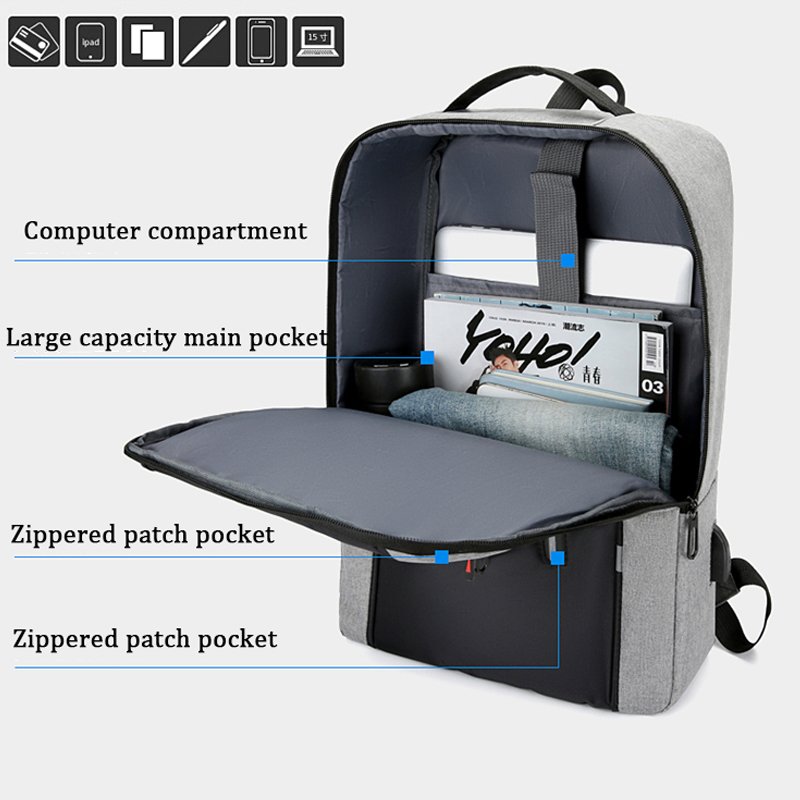 Custom new Large business reflective mochilas men's 15.6 inch college bag nylon travel laptop backpacks with usb