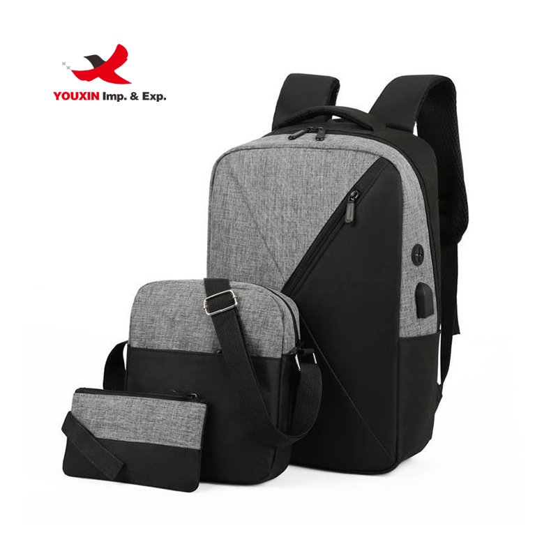 Hot Selling Fashionable Computer Backpack Three Piece Laptop Backpack Set with Earphone Hole