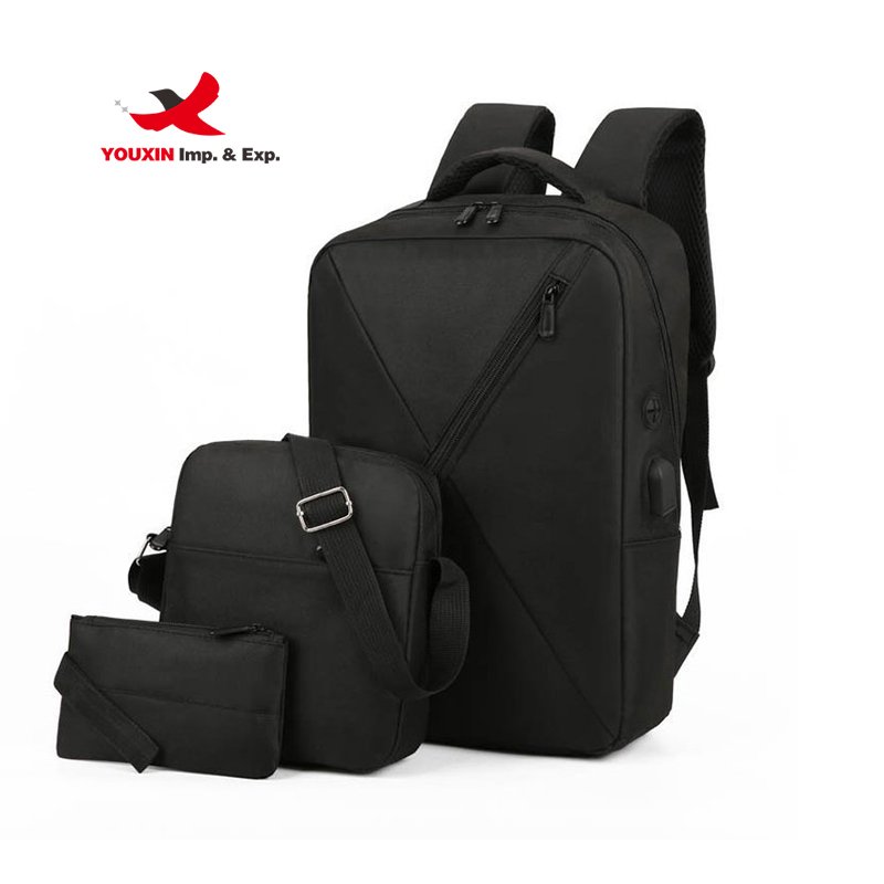 Hot Selling Fashionable Computer Backpack Three Piece Laptop Backpack Set with Earphone Hole