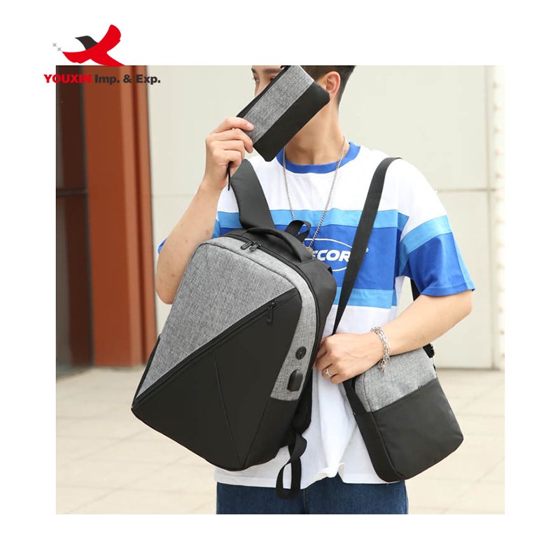 Hot Selling Fashionable Computer Backpack Three Piece Laptop Backpack Set with Earphone Hole