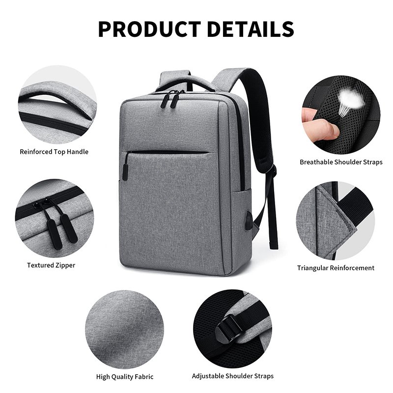 Logo Custom Multifunctional Simple Business USB Charging Port Casual Sports School Leisure Travel Computer Laptop Backpack Bag