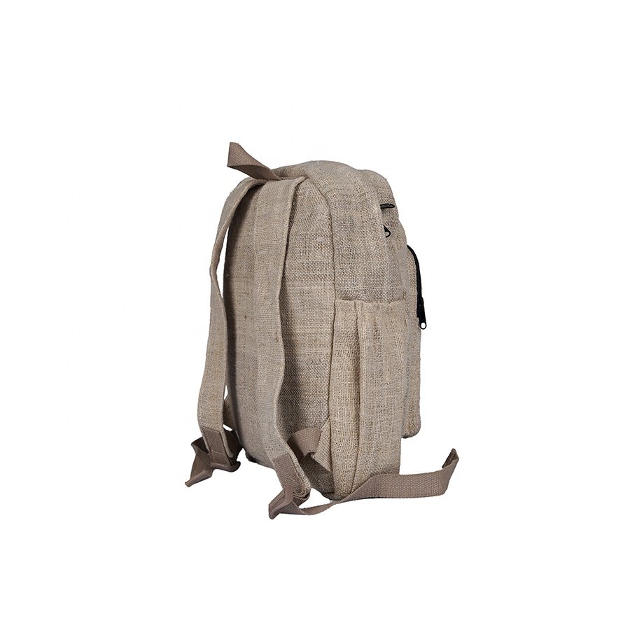 Eco-Friendly 13-Inch Pure Hemp Laptop Backpack with Snap Design Unisex Durable Shoulder Carry Bag for School Use