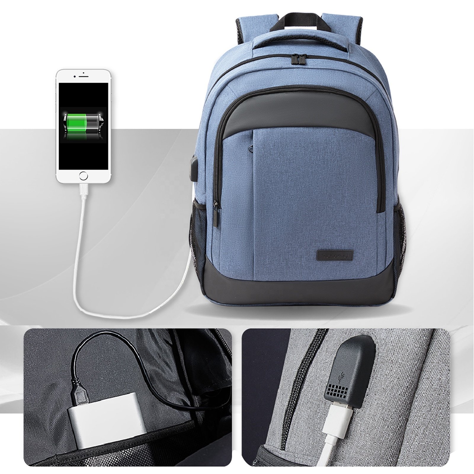 Wholesale Logo Custom Durable Business Travel Waterproof School Bag Cheap 17.3 Inch Student Laptop Backpack with USB