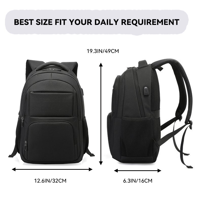 Multifunctional College Student School Computer Bag High Quality Travelling Laptop Backpack with USB Charging Port