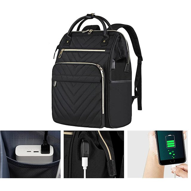 BSCI custom High Quality Waterproof Large Capacity USB Zipper Multifunctional Fashion Laptop Business Backpack for Women