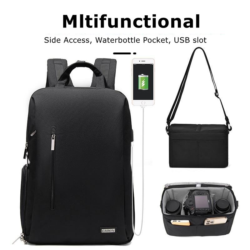 Caden L5-3 Camera Backpack 15.6'' Laptop Multi-Functional Waterproof Photography Travel Video Camera Bag with Tripod Holder