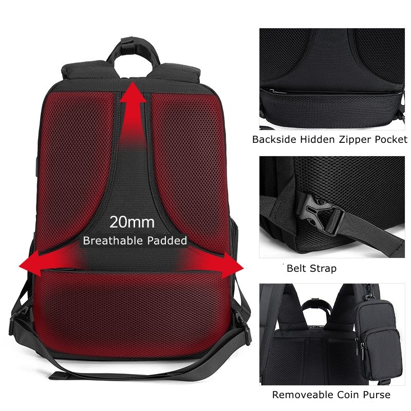 Caden L5-3 Camera Backpack 15.6'' Laptop Multi-Functional Waterproof Photography Travel Video Camera Bag with Tripod Holder